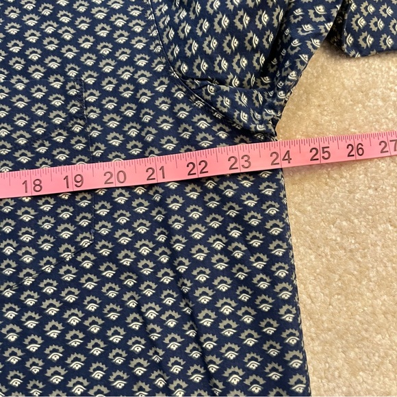VINTAGE Banana Republic Shirt Mens Medium Blue Geometric Cotton Button Up FLAW - Picture 5 of 8